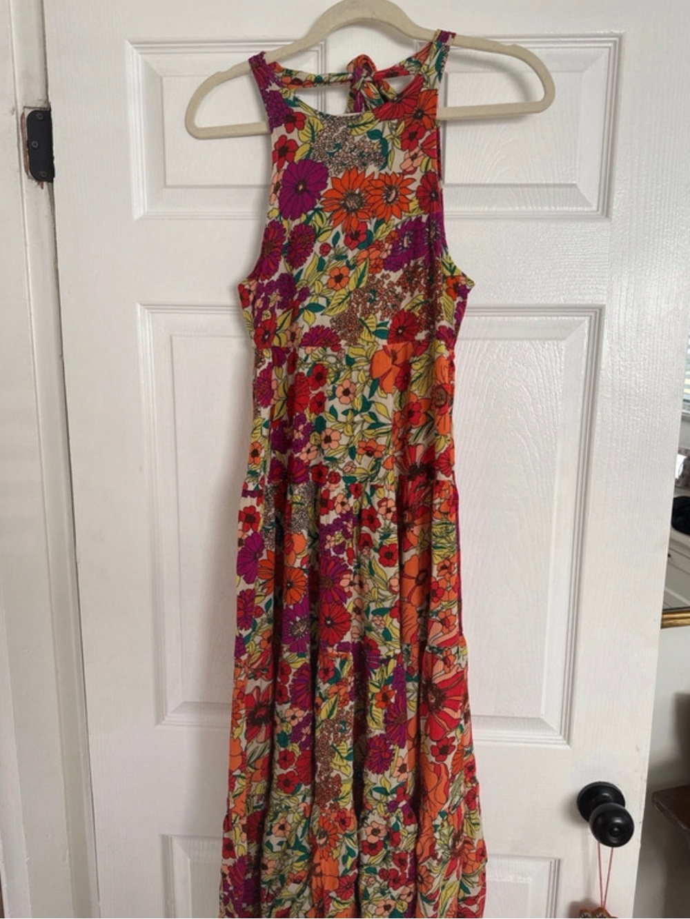 NATURAL LIFE Orange Pink Purple Floral Maxi Dress